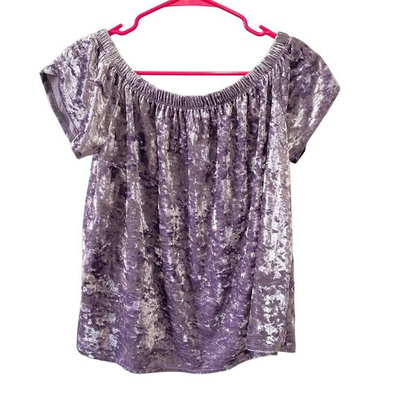 Hippie Rose Off the Shoulder Velvet Purple Top Size Medium - Picture 1 of 8